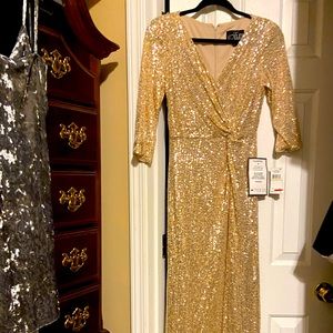 Gold Sequin never worn, Purchased from Macys! New with Tags Stretchy material.